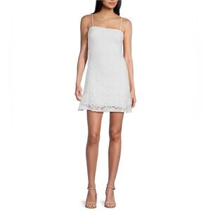 Honey and Rosie Spaghetti Strap Lace Bra-Back Eyelash Double Hem Dress